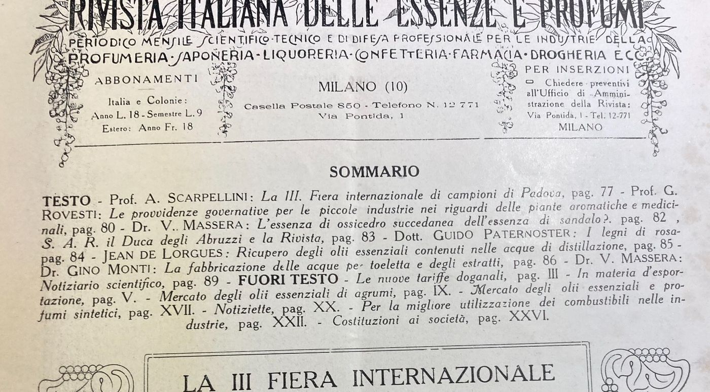 Rivista Italiana Delle Essenze E Profumi: Periodico Illustrato Di Chimica E Profumeria, 1921