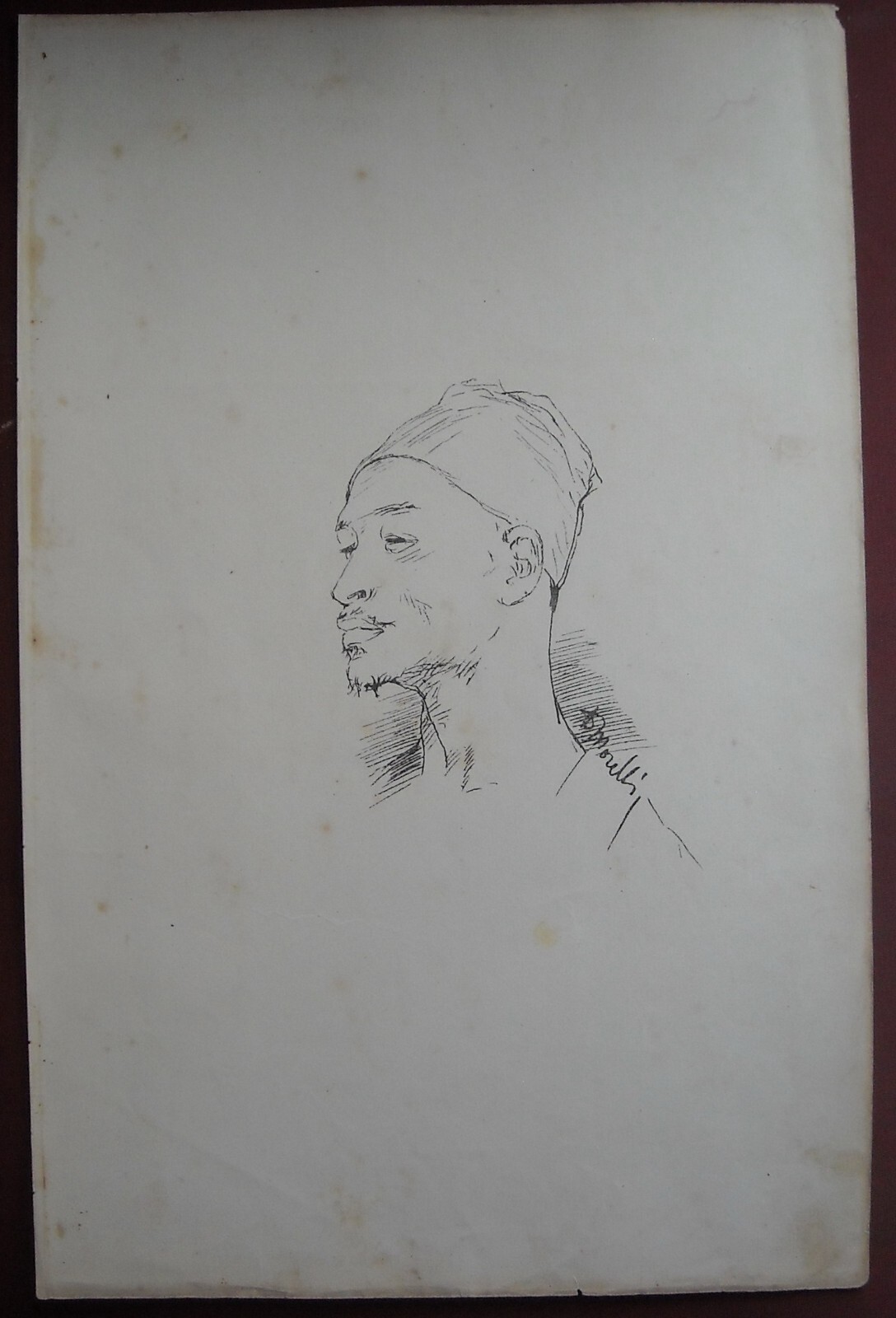 Arte Napoletana Dell'800: Domenico Morelli, Schizzo Decorativo. Antica Stampa Del XIX Secolo.