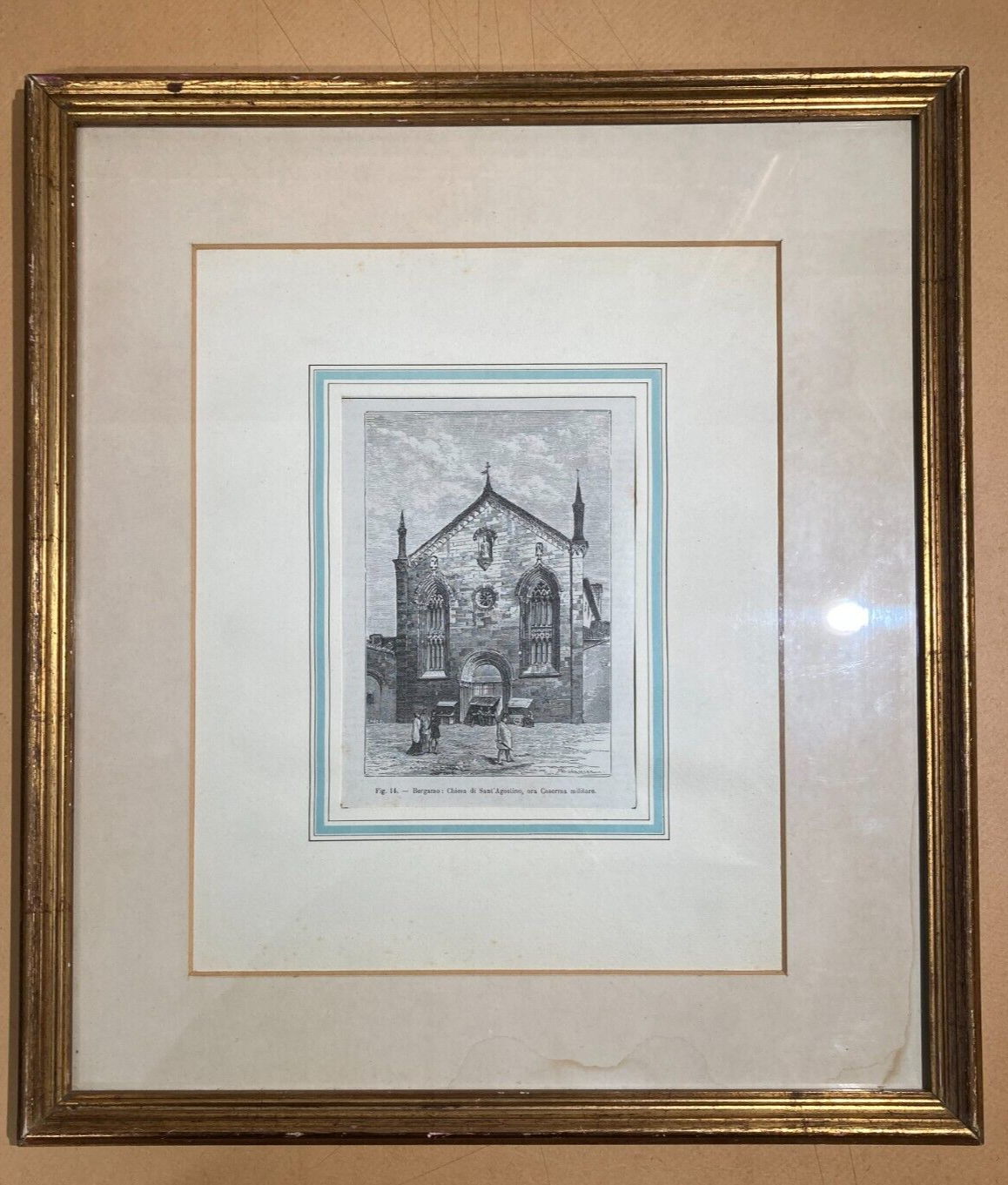 Bergamo   Antica Stampa   Chiesa Di Sant'Agostino   Prospettiva Architettonica Animata