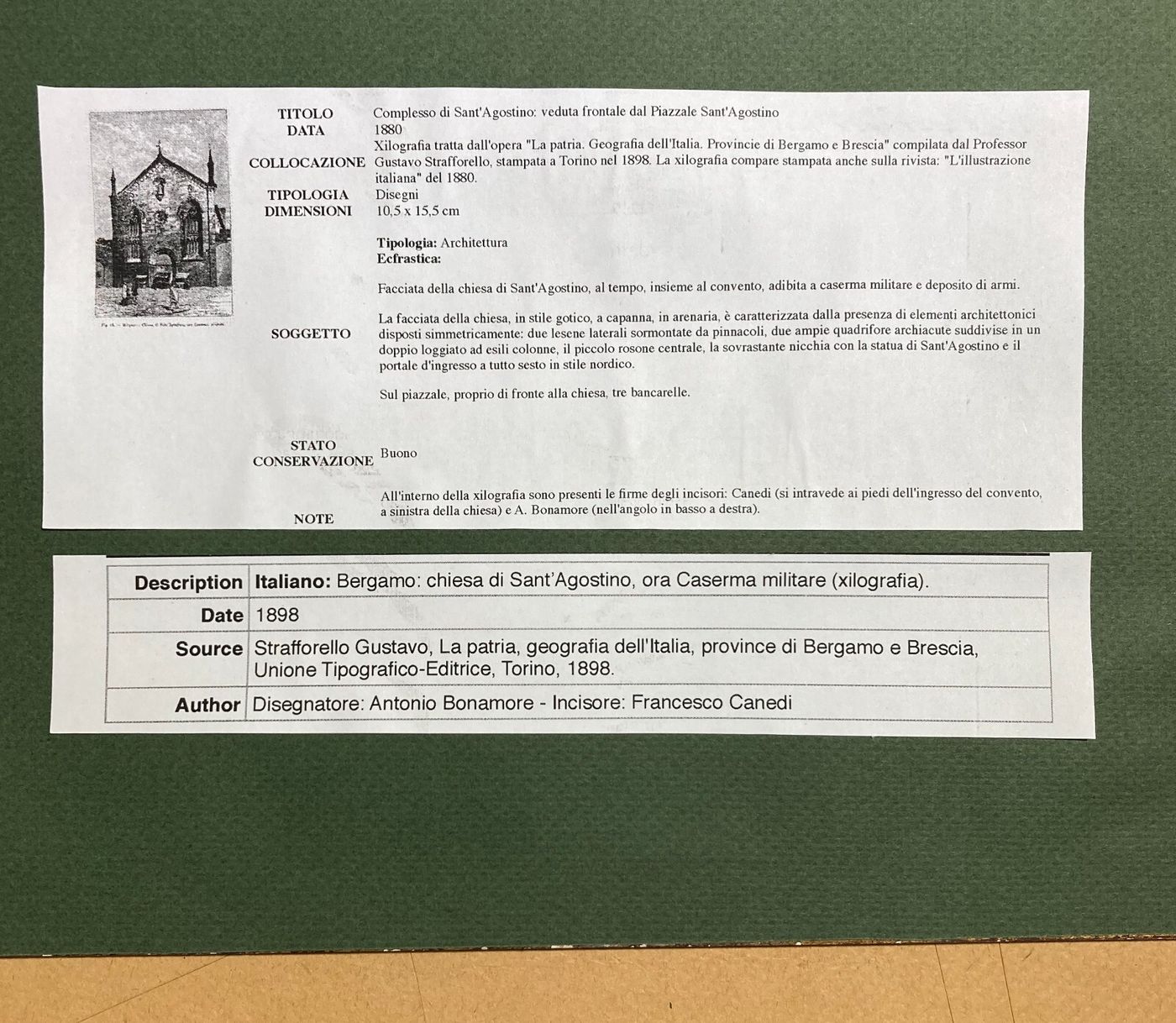 Bergamo   Antica Stampa   Chiesa Di Sant'Agostino   Prospettiva Architettonica Animata