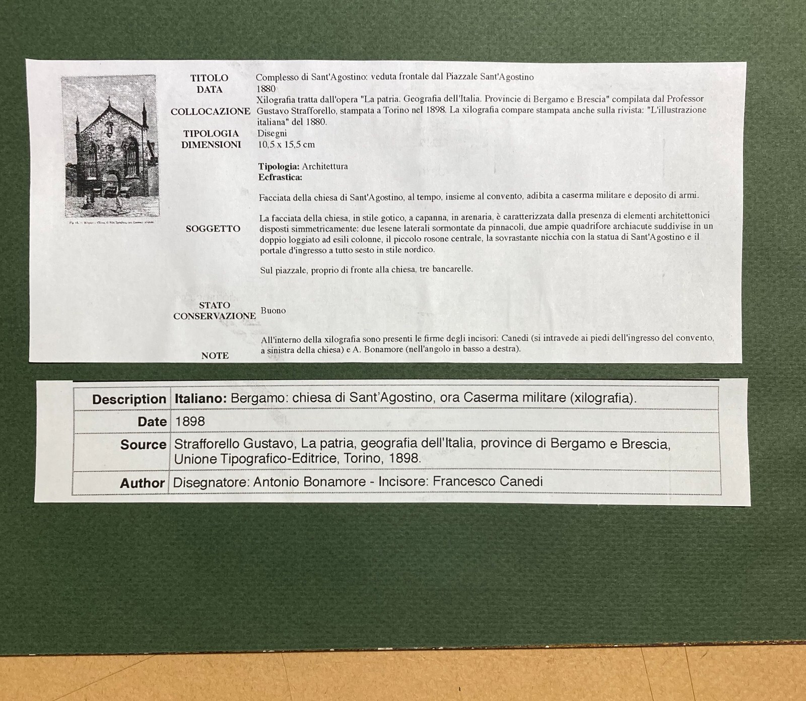 Bergamo   Antica Stampa   Chiesa Di Sant'Agostino   Prospettiva Architettonica Animata