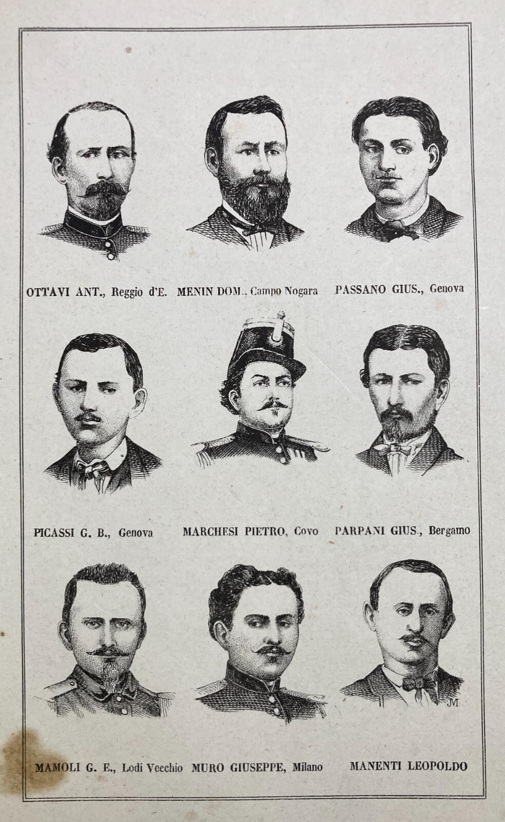 1876 Ritratti Garibaldini Della Spedizione Dei Mille Xilografia