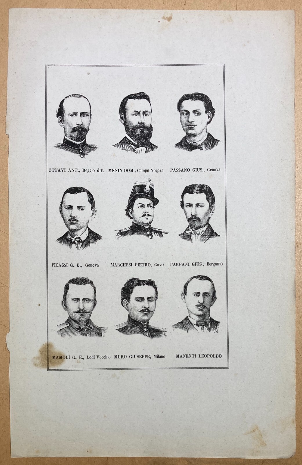 1876 Ritratti Garibaldini Della Spedizione Dei Mille Xilografia