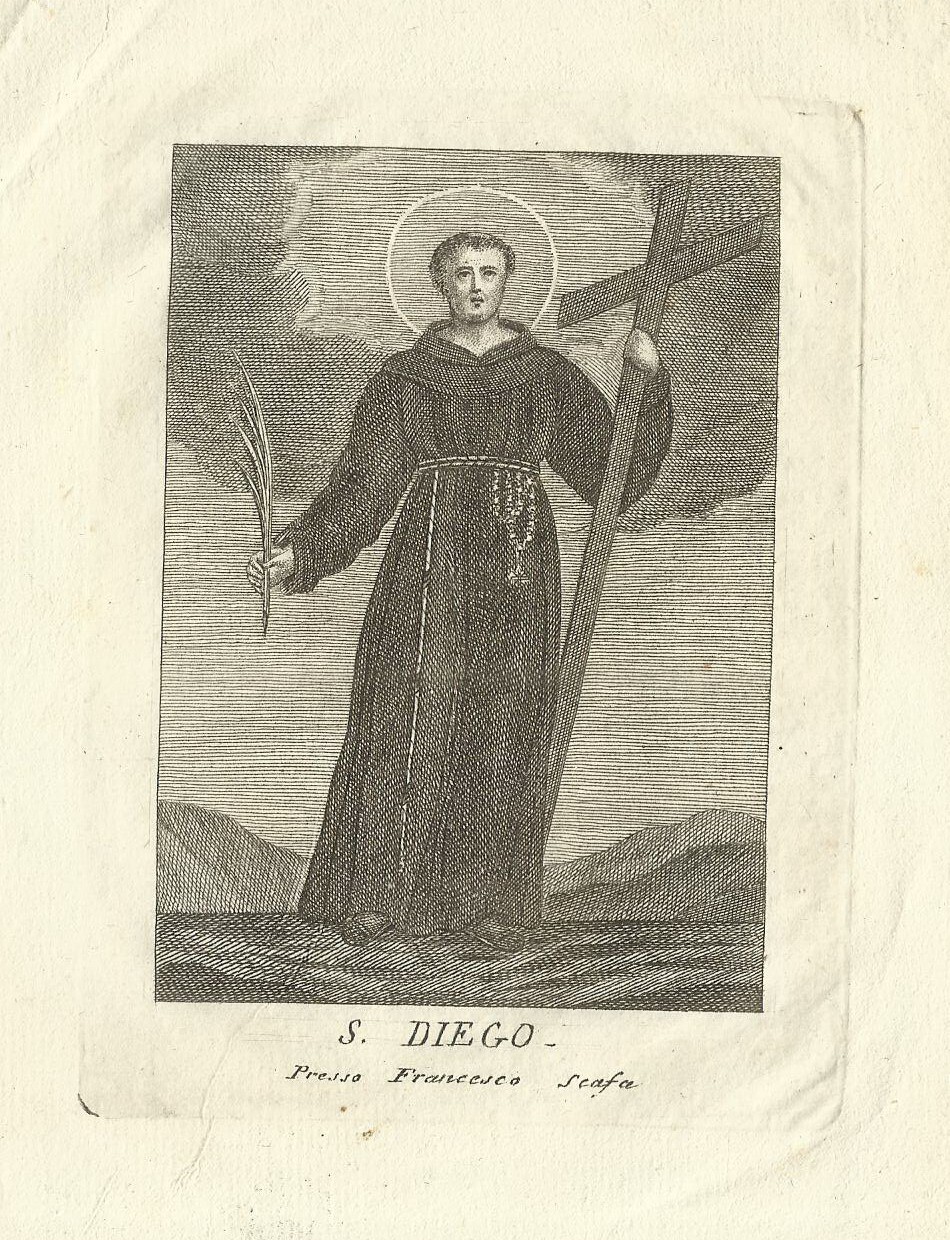 San Diego   Raffigurazione Devozionale   Stampa Popolare Napoletana