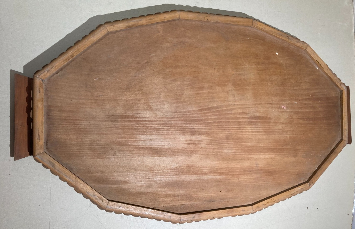 Grande Vassoio Dodecagonale In Legno Intarsiato Di Gusto Art Déco