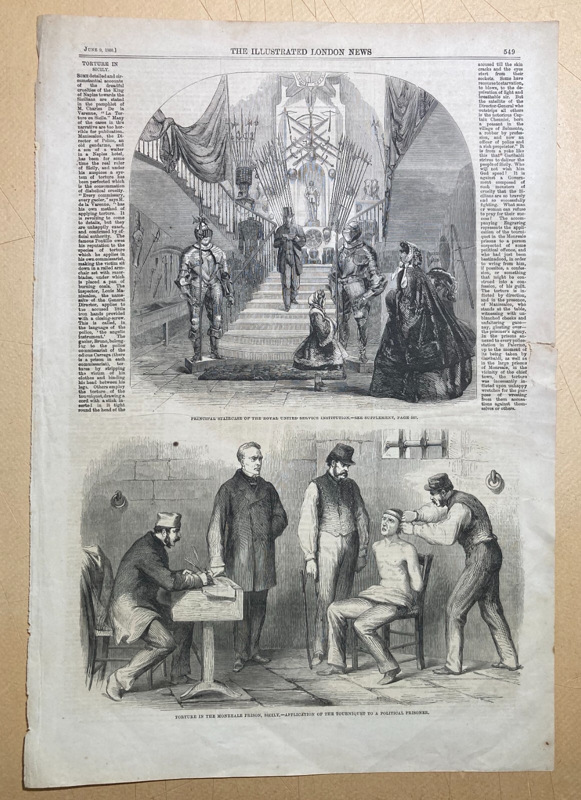 Sicilia, Monreale: Tortura A Un Prigioniero Politico (1860)