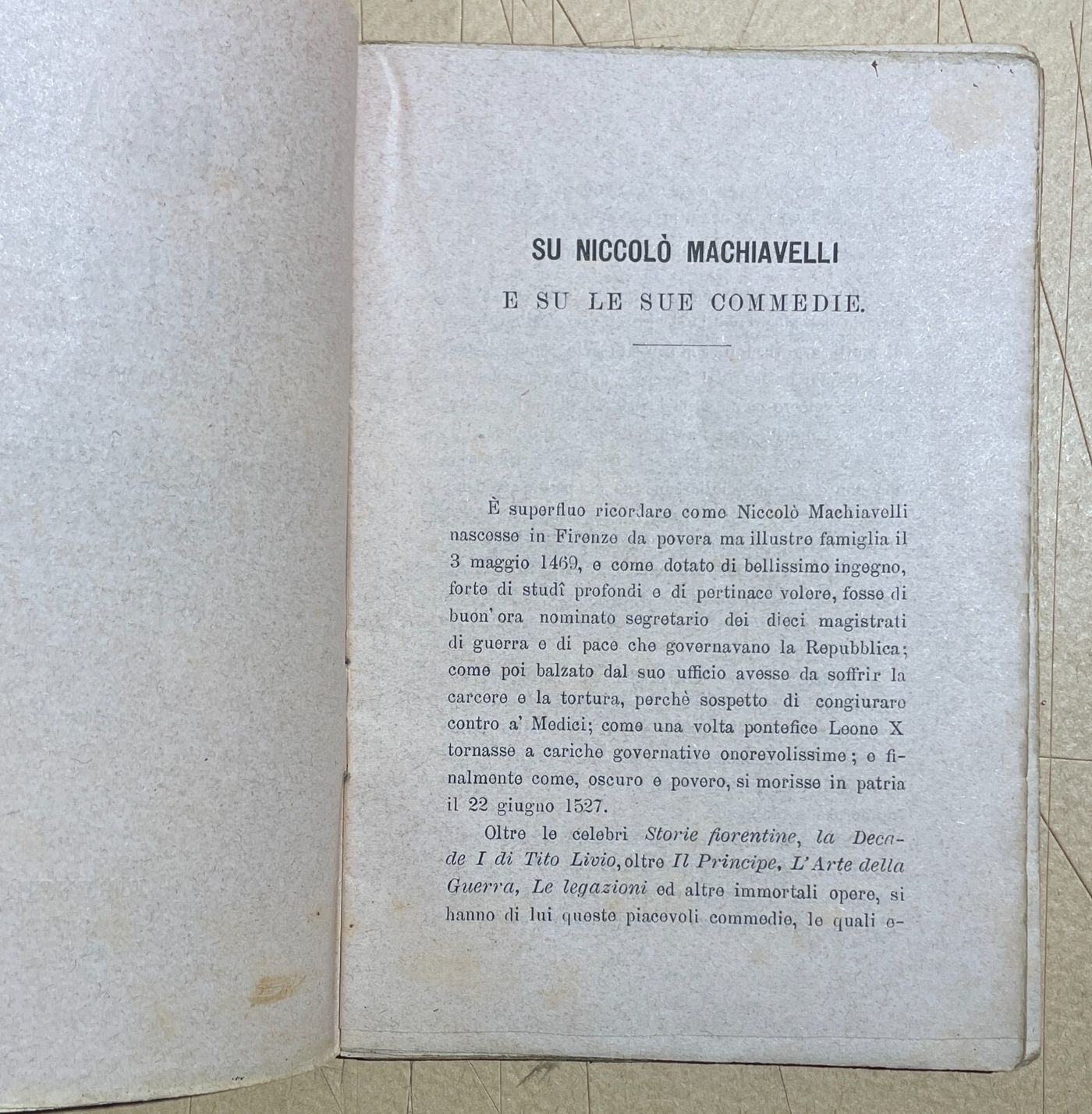 Niccolò Machiavelli: Mandragola E Clizia. Antica Edizione Salani (1887) Su Carta Rosata