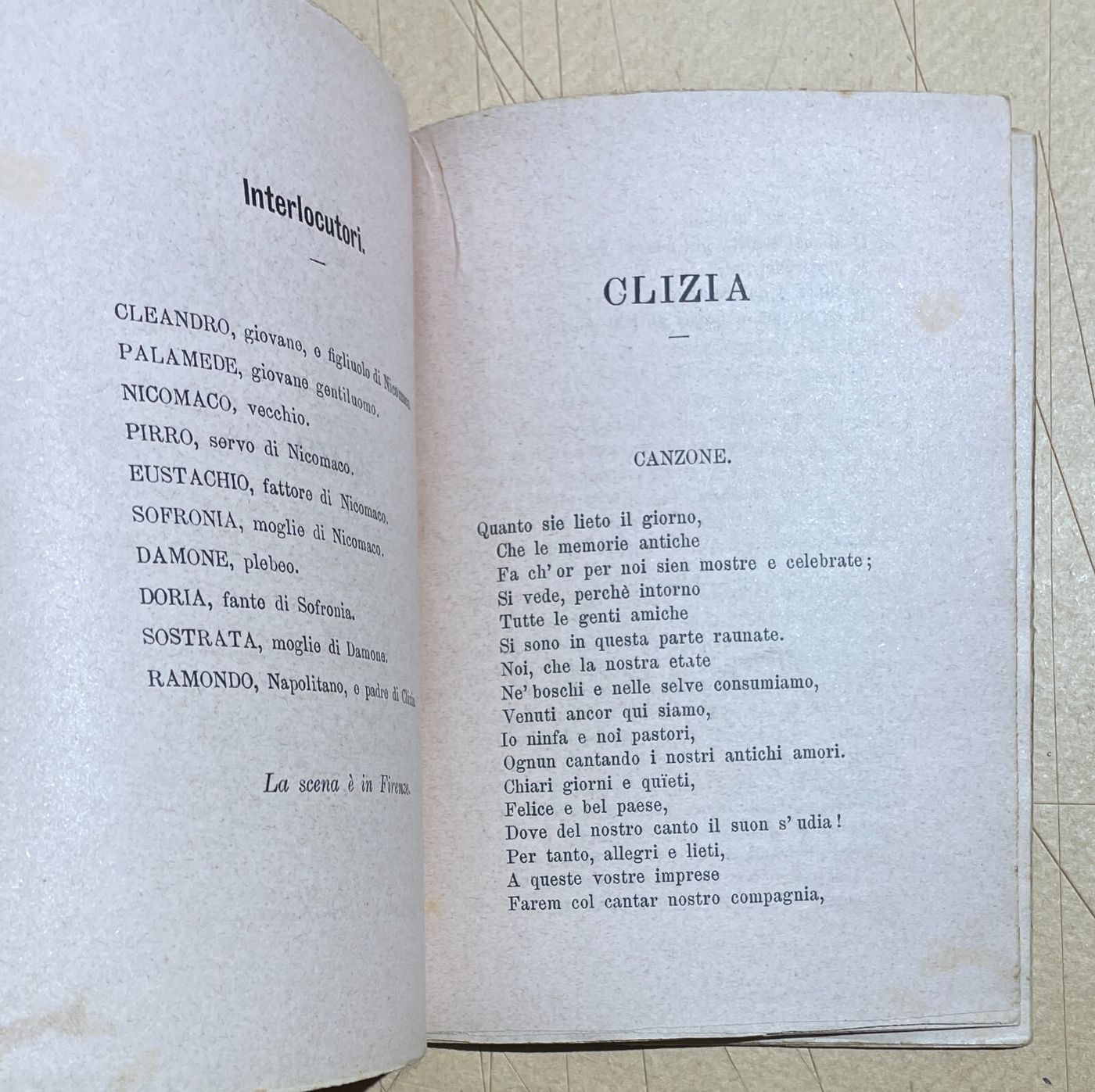 Niccolò Machiavelli: Mandragola E Clizia. Antica Edizione Salani (1887) Su Carta Rosata