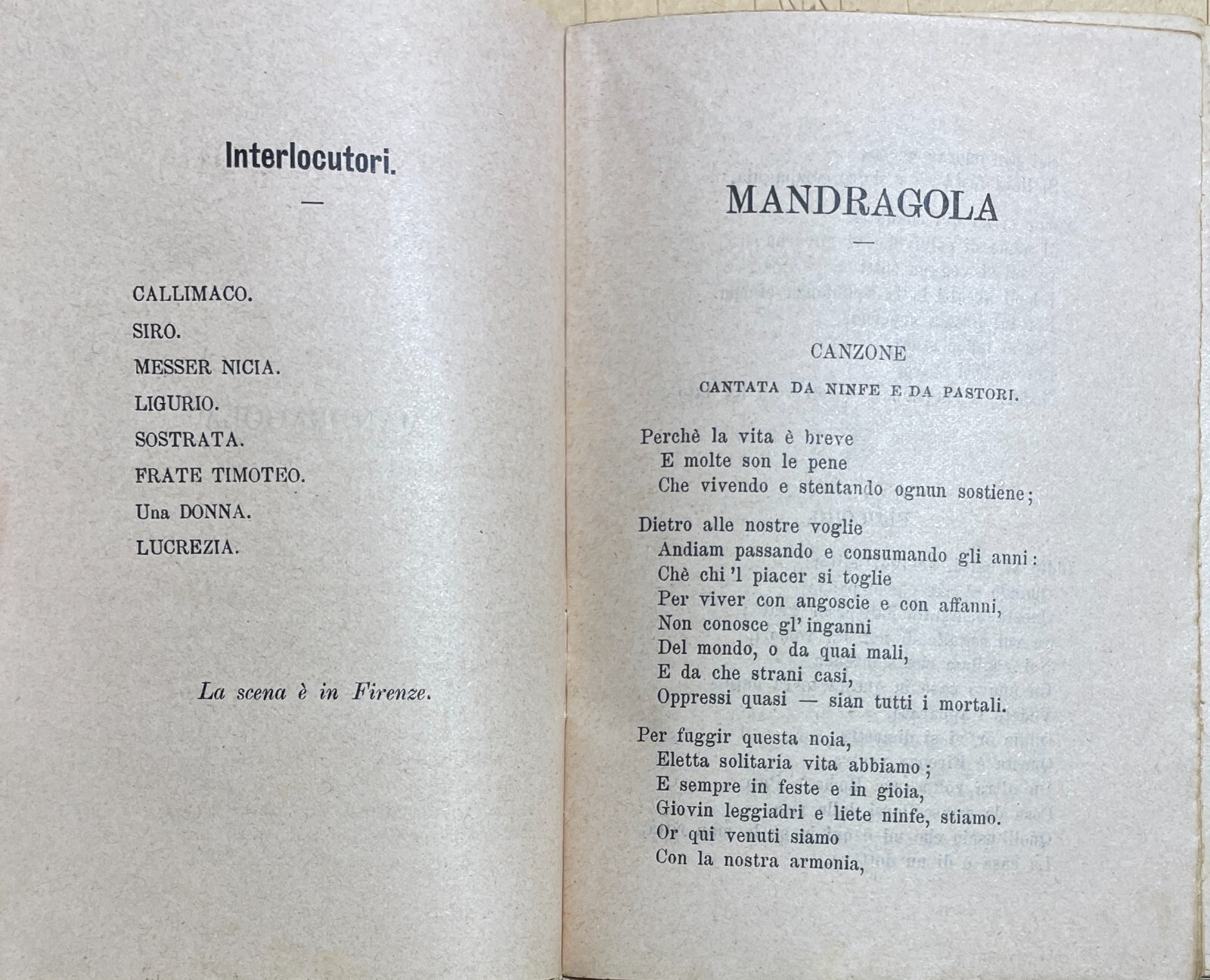 Niccolò Machiavelli: Mandragola E Clizia. Antica Edizione Salani (1887) Su Carta Rosata