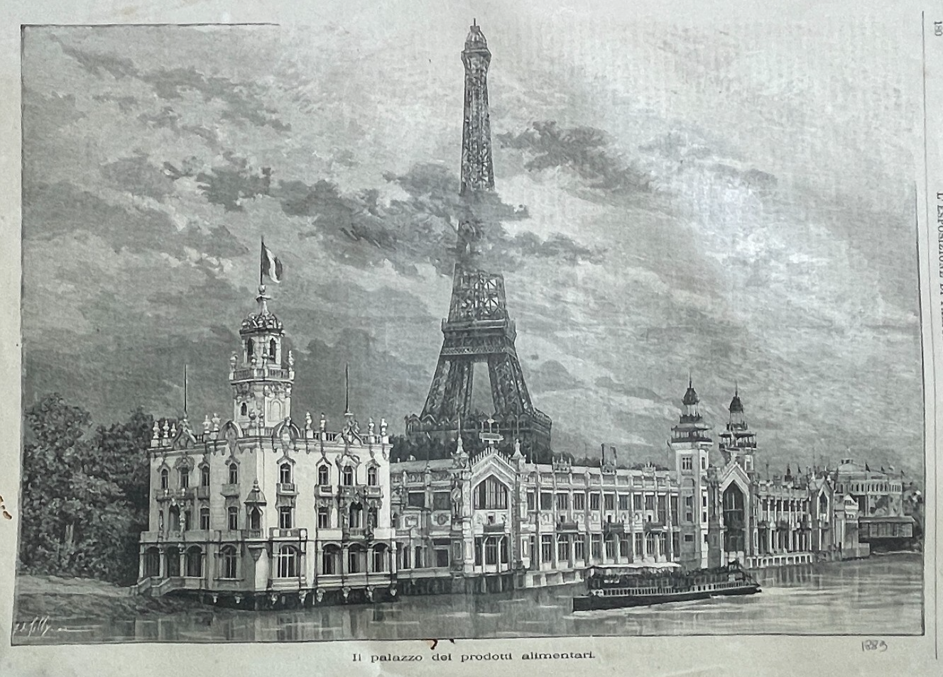 Esposizione Di Parigi 1889: Prospettiva Del Palazzo Dei Prodotti Alimentari E Torre Eiffel