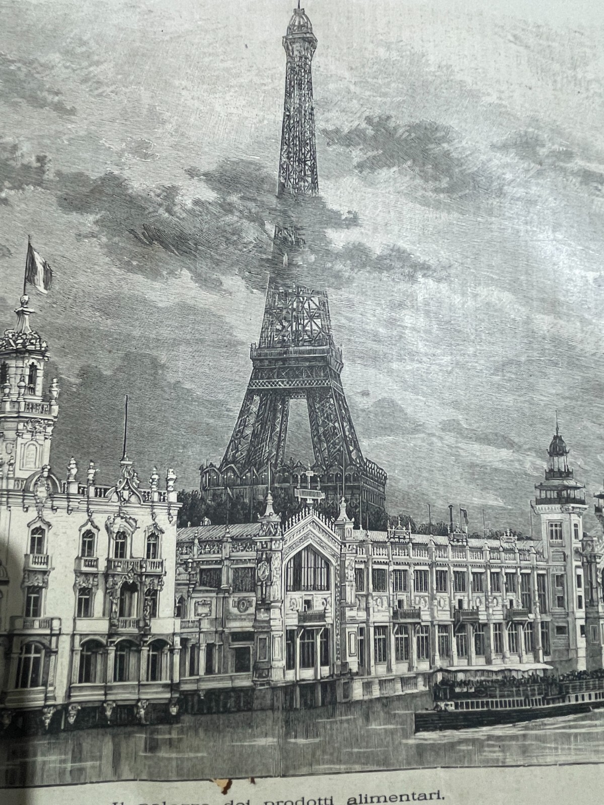 Esposizione Di Parigi 1889: Prospettiva Del Palazzo Dei Prodotti Alimentari E Torre Eiffel