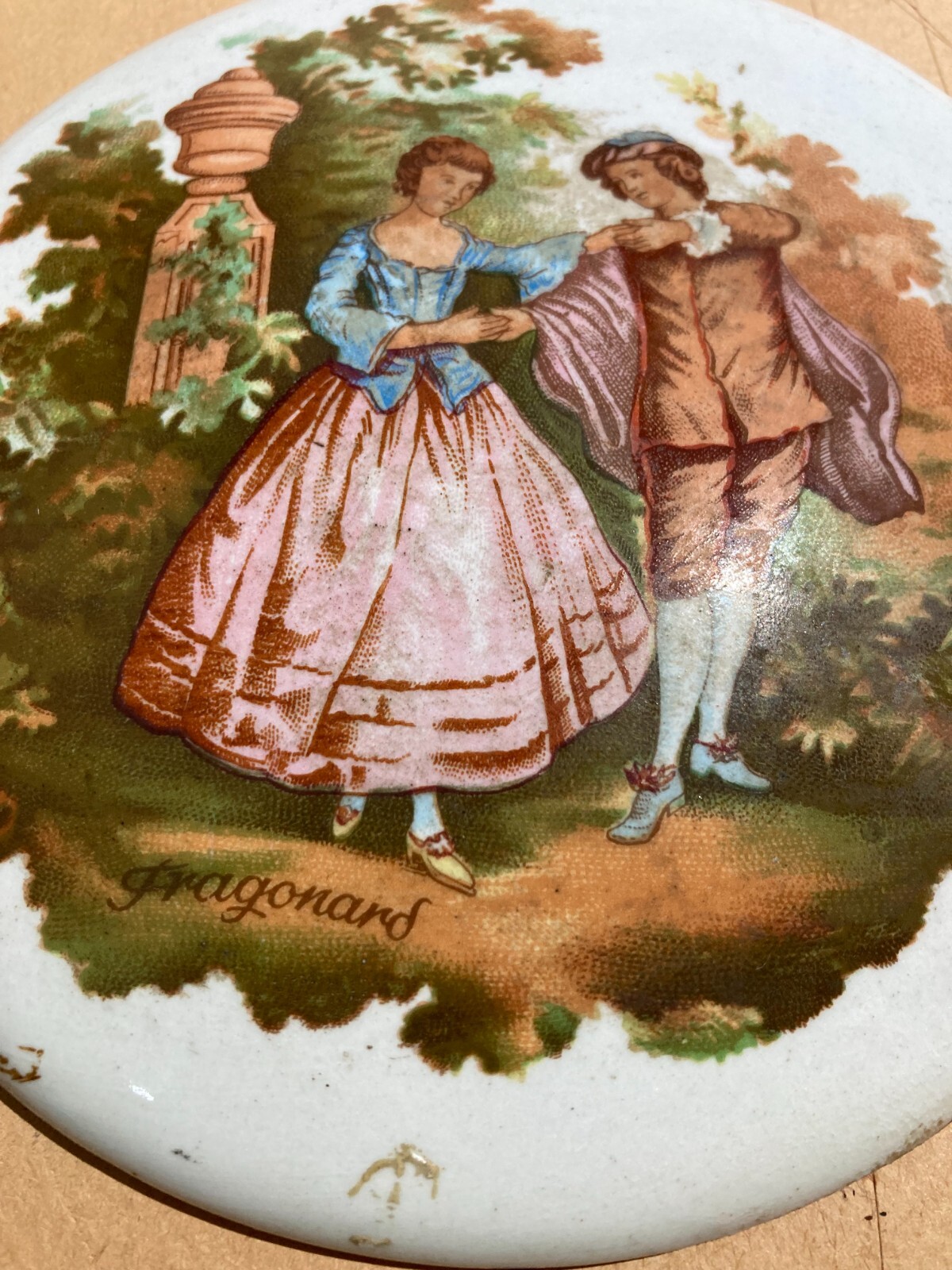 Placca Artistica In Porcellana   Scena Galante Da Fragonard