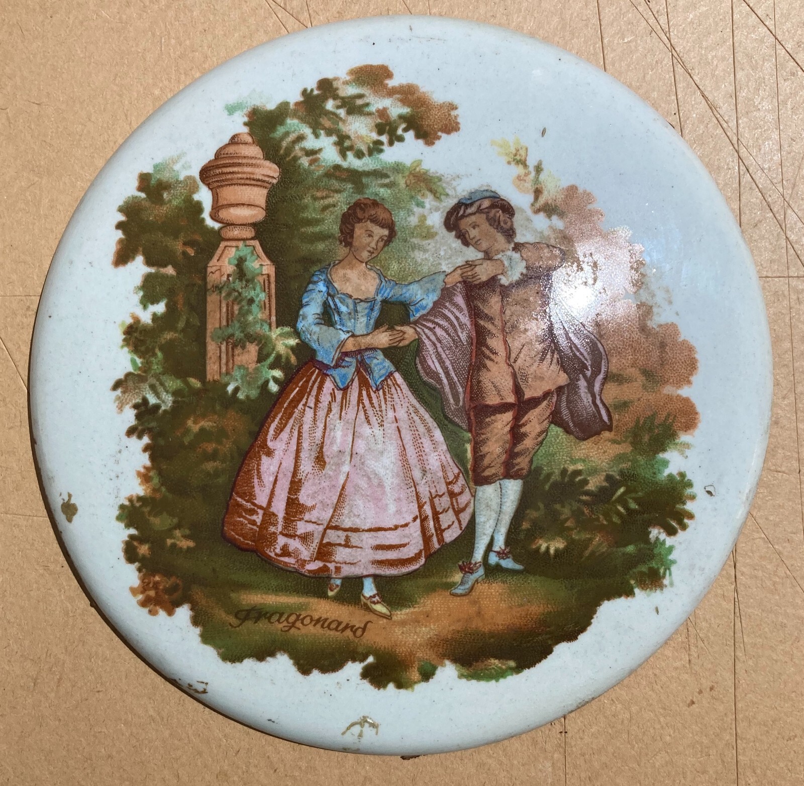 Placca Artistica In Porcellana   Scena Galante Da Fragonard