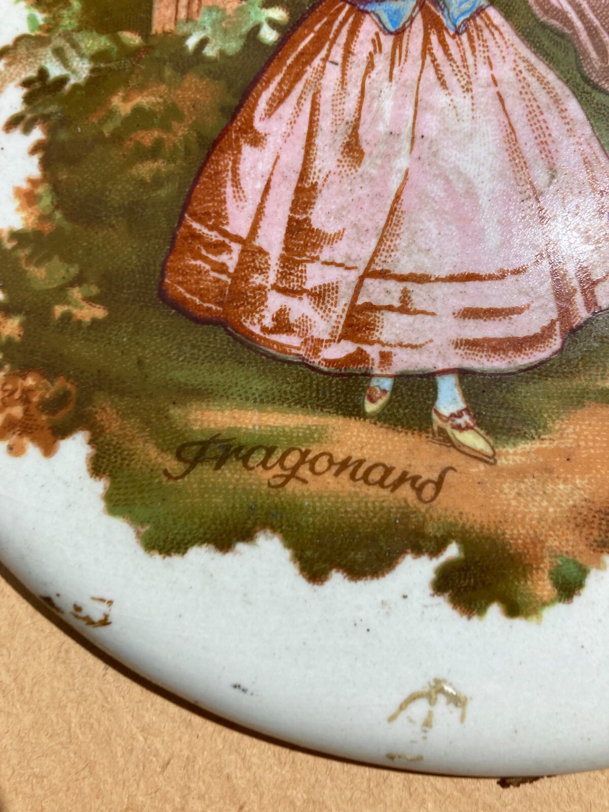Placca Artistica In Porcellana   Scena Galante Da Fragonard