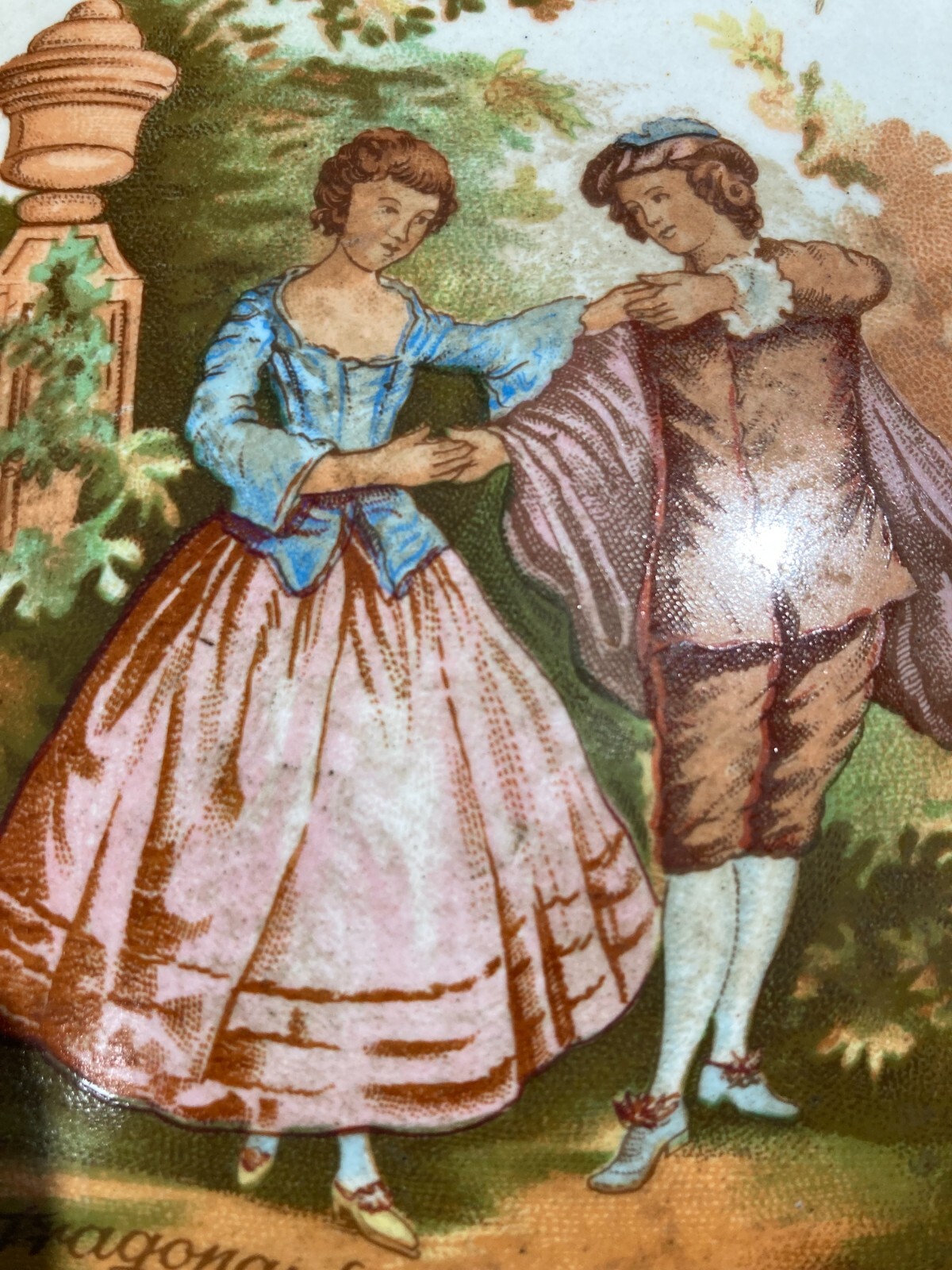 Placca Artistica In Porcellana   Scena Galante Da Fragonard