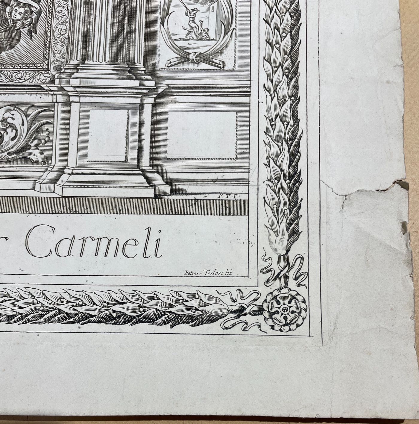 Antica Stampa Devozionale Della Madonna Del Carmelo, Incisione Di Pietro Tedeschi