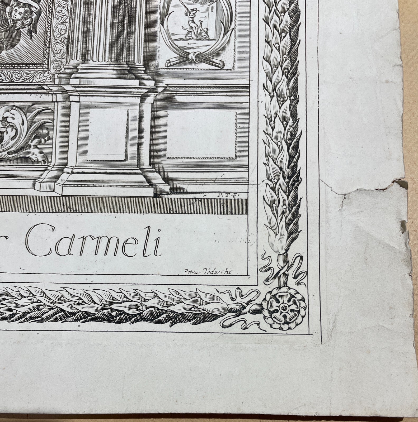 Antica Stampa Devozionale Della Madonna Del Carmelo, Incisione Di Pietro Tedeschi