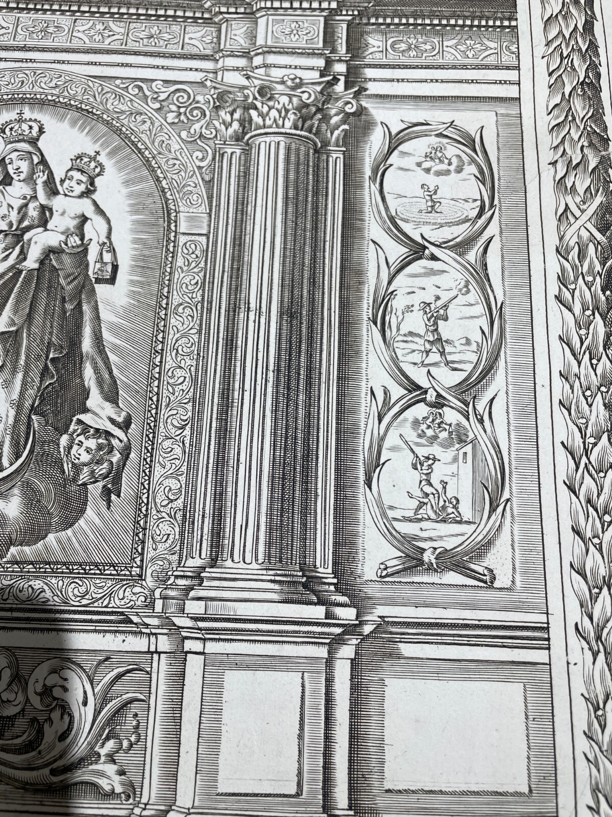 Antica Stampa Devozionale Della Madonna Del Carmelo, Incisione Di Pietro Tedeschi