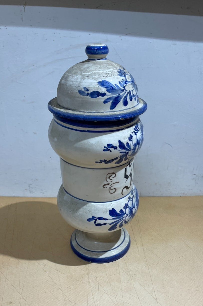 Soprammobile Decorativo In Ceramica A Forma Di Albarello Da Farmacia