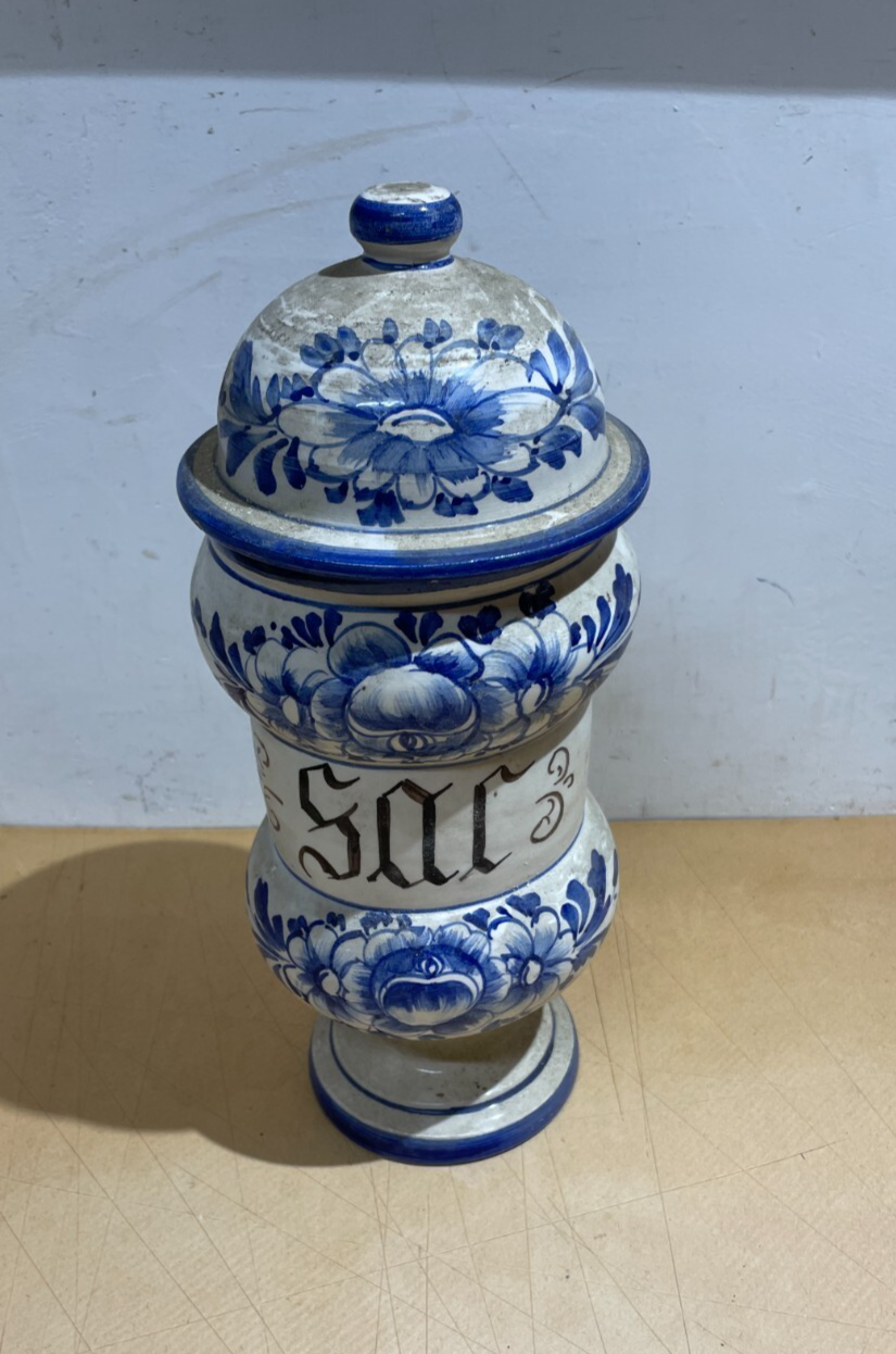 Soprammobile Decorativo In Ceramica A Forma Di Albarello Da Farmacia