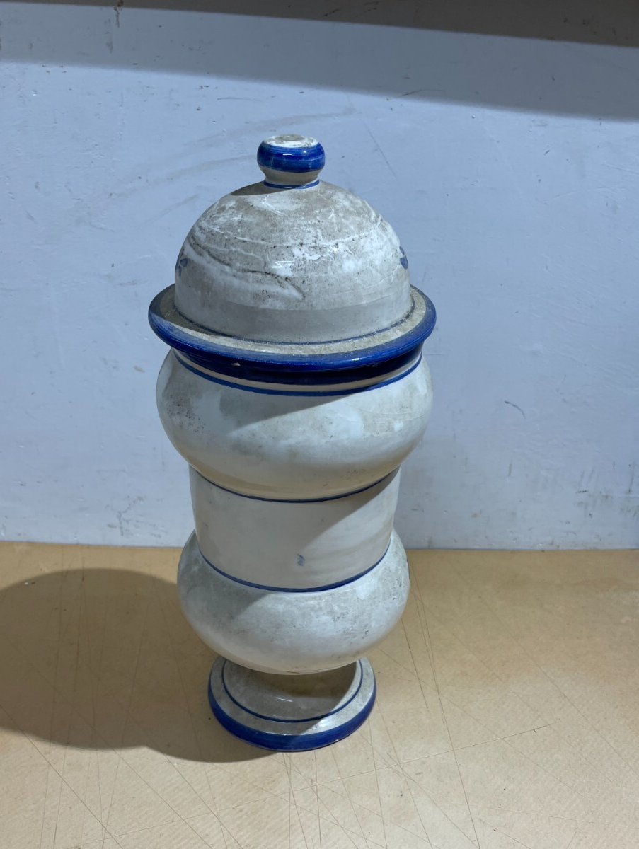 Soprammobile Decorativo In Ceramica A Forma Di Albarello Da Farmacia