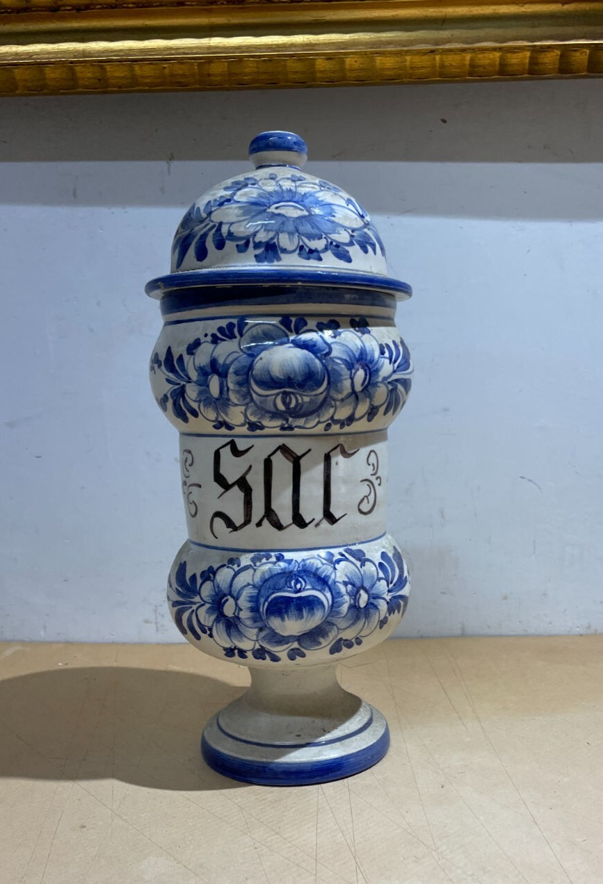 Soprammobile Decorativo In Ceramica A Forma Di Albarello Da Farmacia