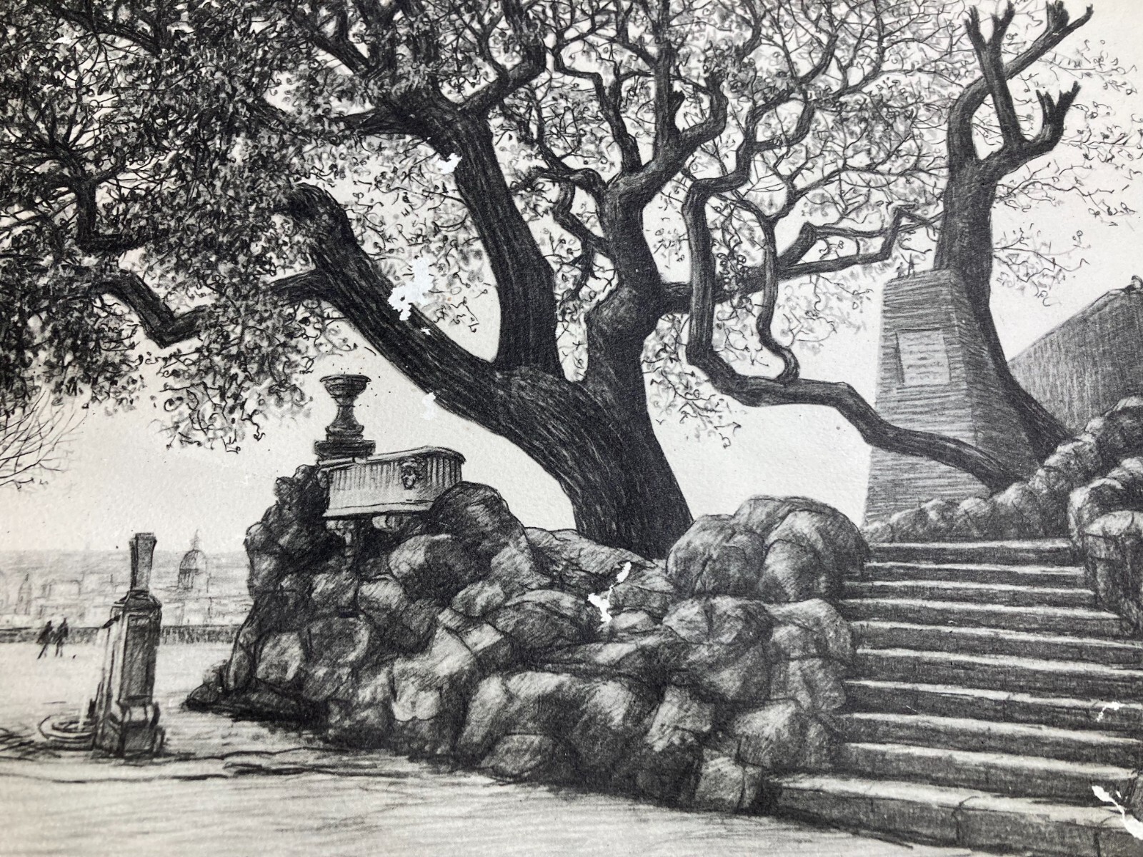 Antica Roma. Quercia Del Tasso Sul Gianicolo. Stampa Da Disegno Di Antonio Carbonati, 1950