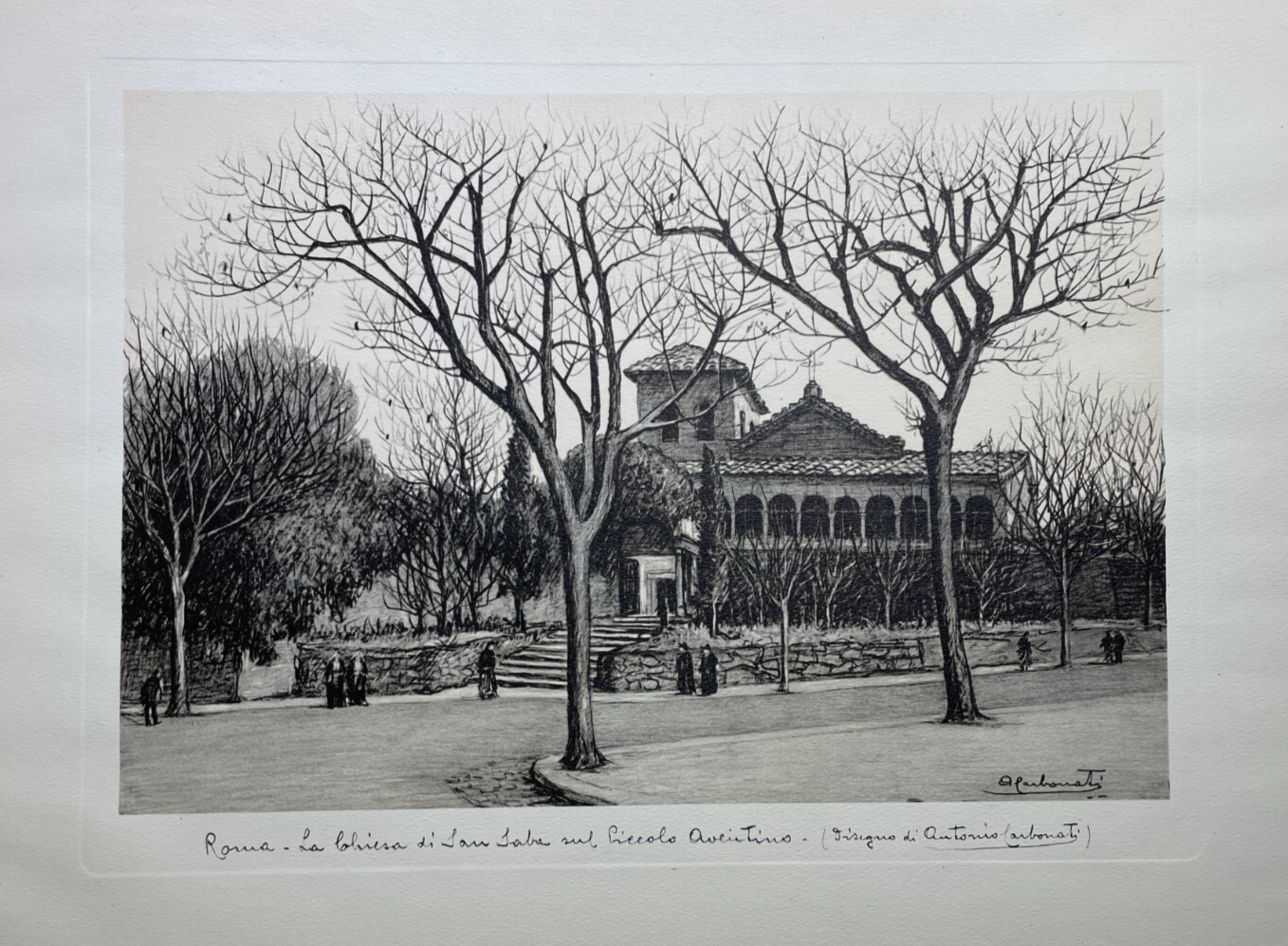 Antica Roma. Quercia Del Tasso Sul Gianicolo. Stampa Da Disegno Di Antonio Carbonati, 1950