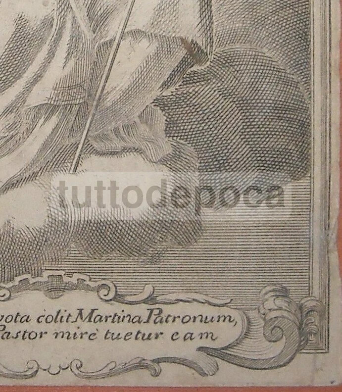 Antica Stampa Popolare Devozionale Di San Martino   Martina Franca   Incisore Antonio Baldi