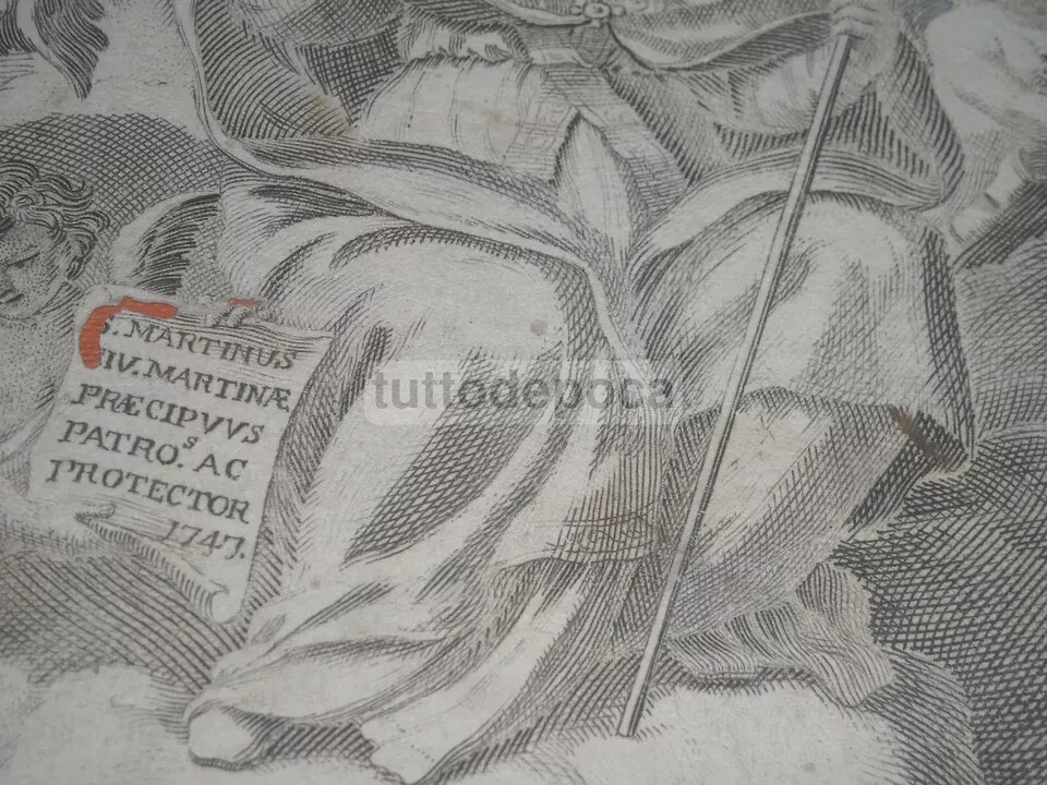 Antica Stampa Popolare Devozionale Di San Martino   Martina Franca   Incisore Antonio Baldi