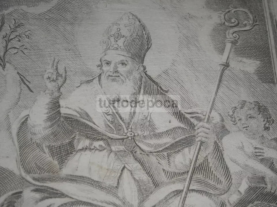 Antica Stampa Popolare Devozionale Di San Martino   Martina Franca   Incisore Antonio Baldi