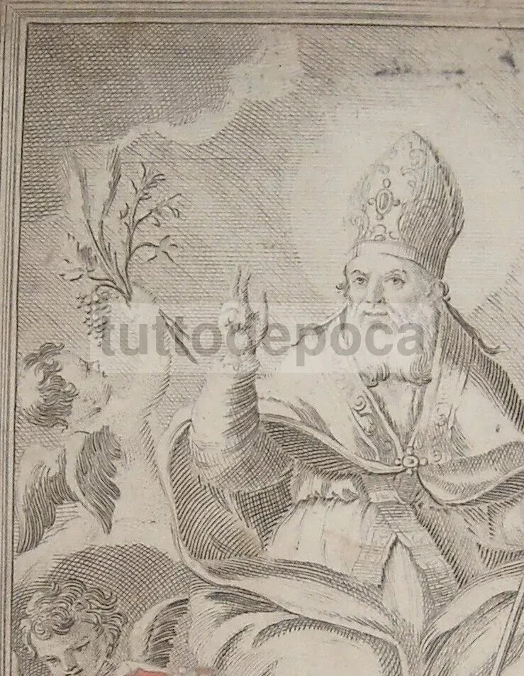 Antica Stampa Popolare Devozionale Di San Martino   Martina Franca   Incisore Antonio Baldi