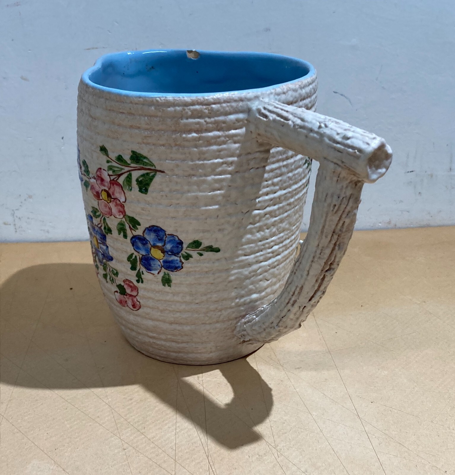 Brocca Decorativa In Ceramica A Decoro Floreale, Manifattura I.A.M.A. Albisola
