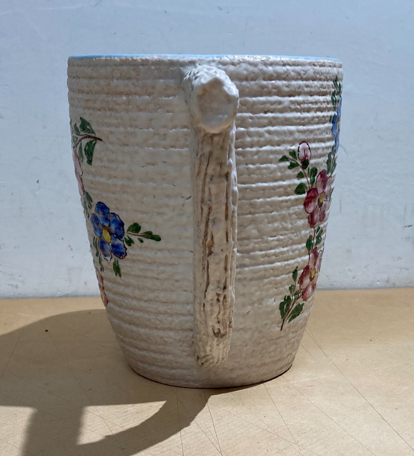 Brocca Decorativa In Ceramica A Decoro Floreale, Manifattura I.A.M.A. Albisola