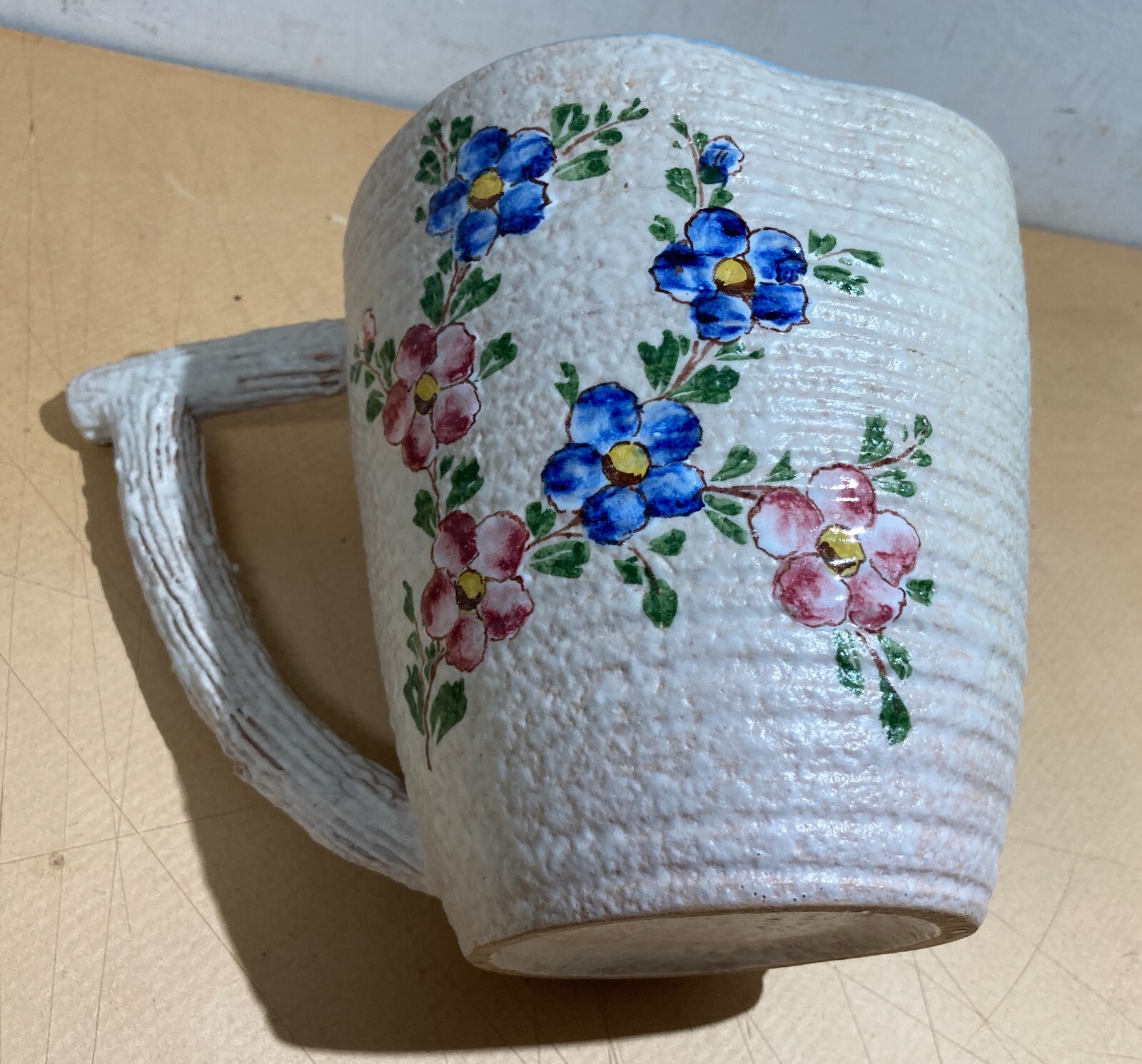 Brocca Decorativa In Ceramica A Decoro Floreale, Manifattura I.A.M.A. Albisola