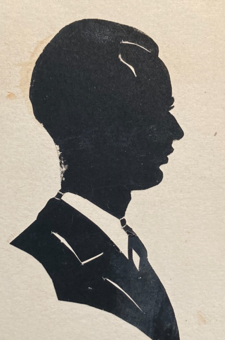 Arte Della Silhouette   Artista Nardo   Figura Maschile   Da Collezione   d'Epoca