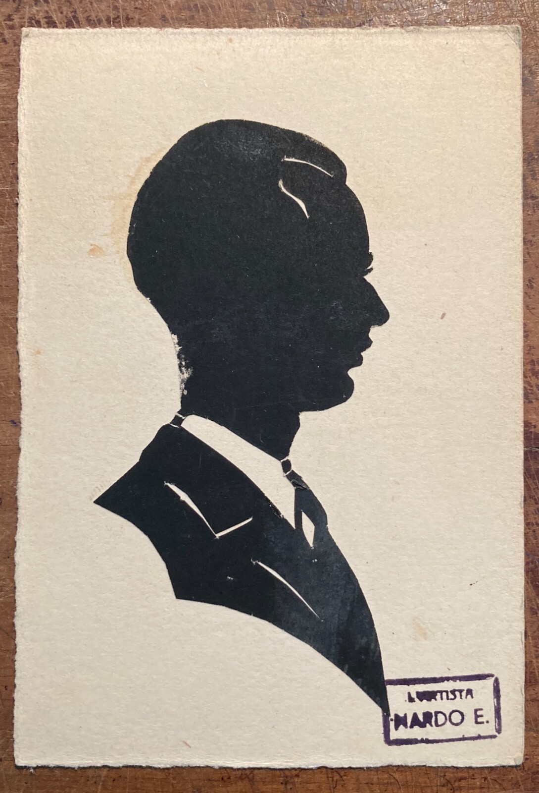 Arte Della Silhouette   Artista Nardo   Figura Maschile   Da Collezione   d'Epoca
