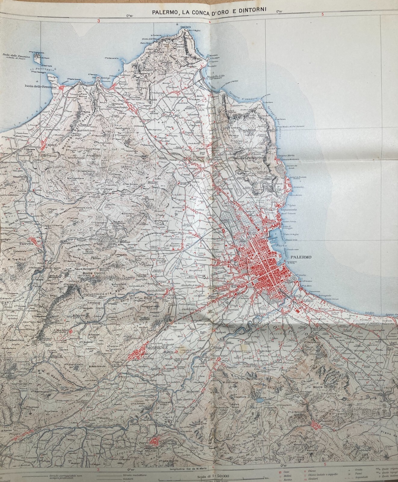 Sicilia, Palermo, Conca d'Oro, Bagheria, Partinico, Carini: Cartografia D'Epoca