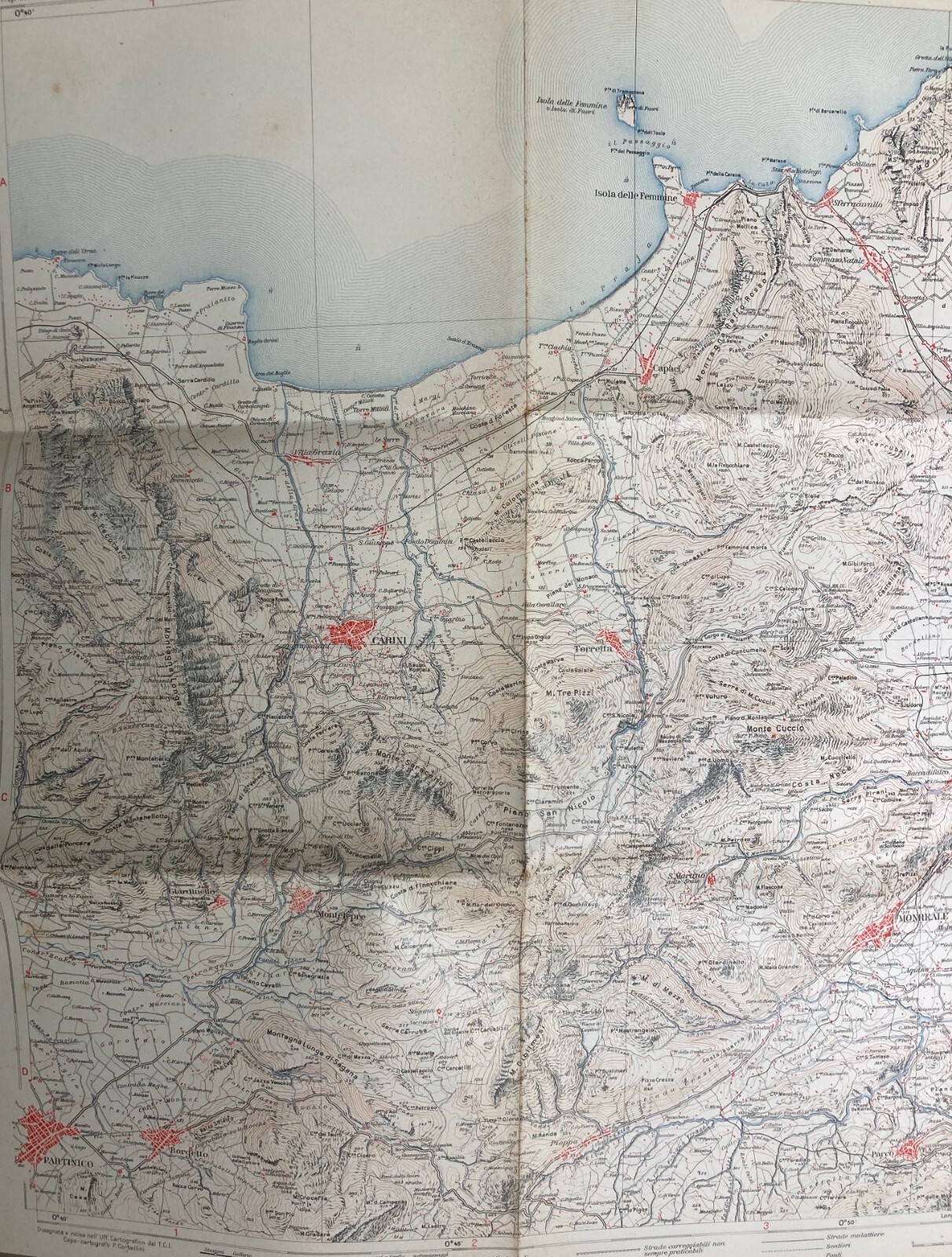 Sicilia, Palermo, Conca d'Oro, Bagheria, Partinico, Carini: Cartografia D'Epoca