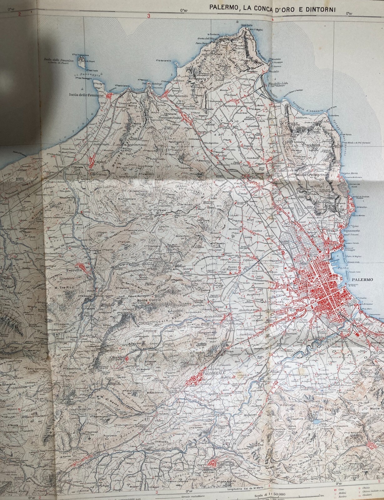 Sicilia, Palermo, Conca d'Oro, Bagheria, Partinico, Carini: Cartografia D'Epoca