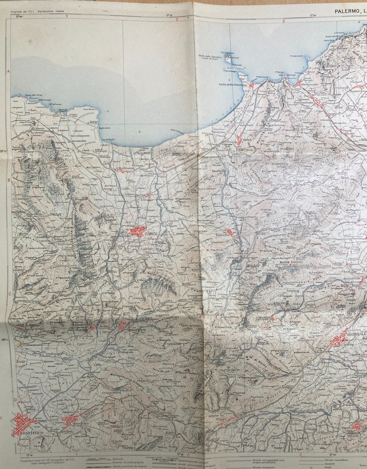 Sicilia, Palermo, Conca d'Oro, Bagheria, Partinico, Carini: Cartografia D'Epoca