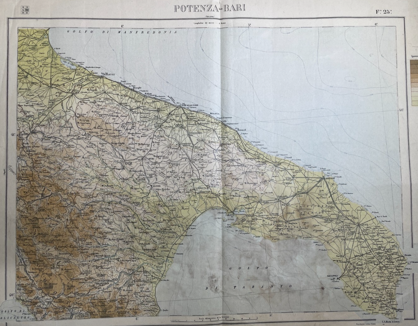 Puglia, Basilicata, Bari, Potenza, Salento, Taranto, Policastro: Antica Cartografia