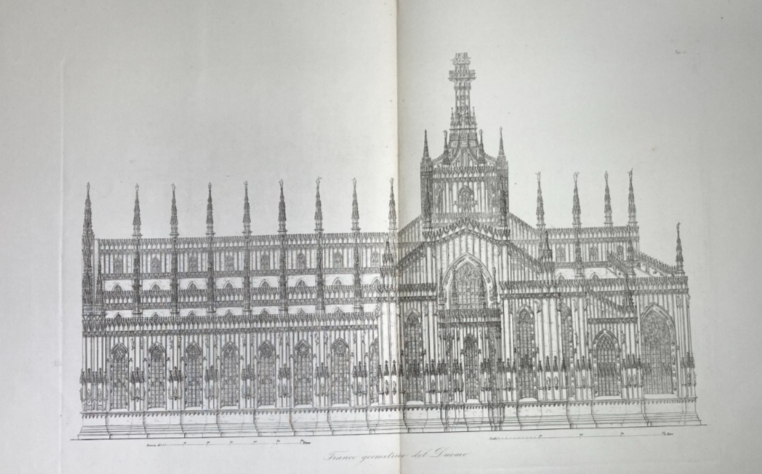 Architettura In Lombardia: Milano, Prospettiva Laterale Del Duomo. Antica Incisione