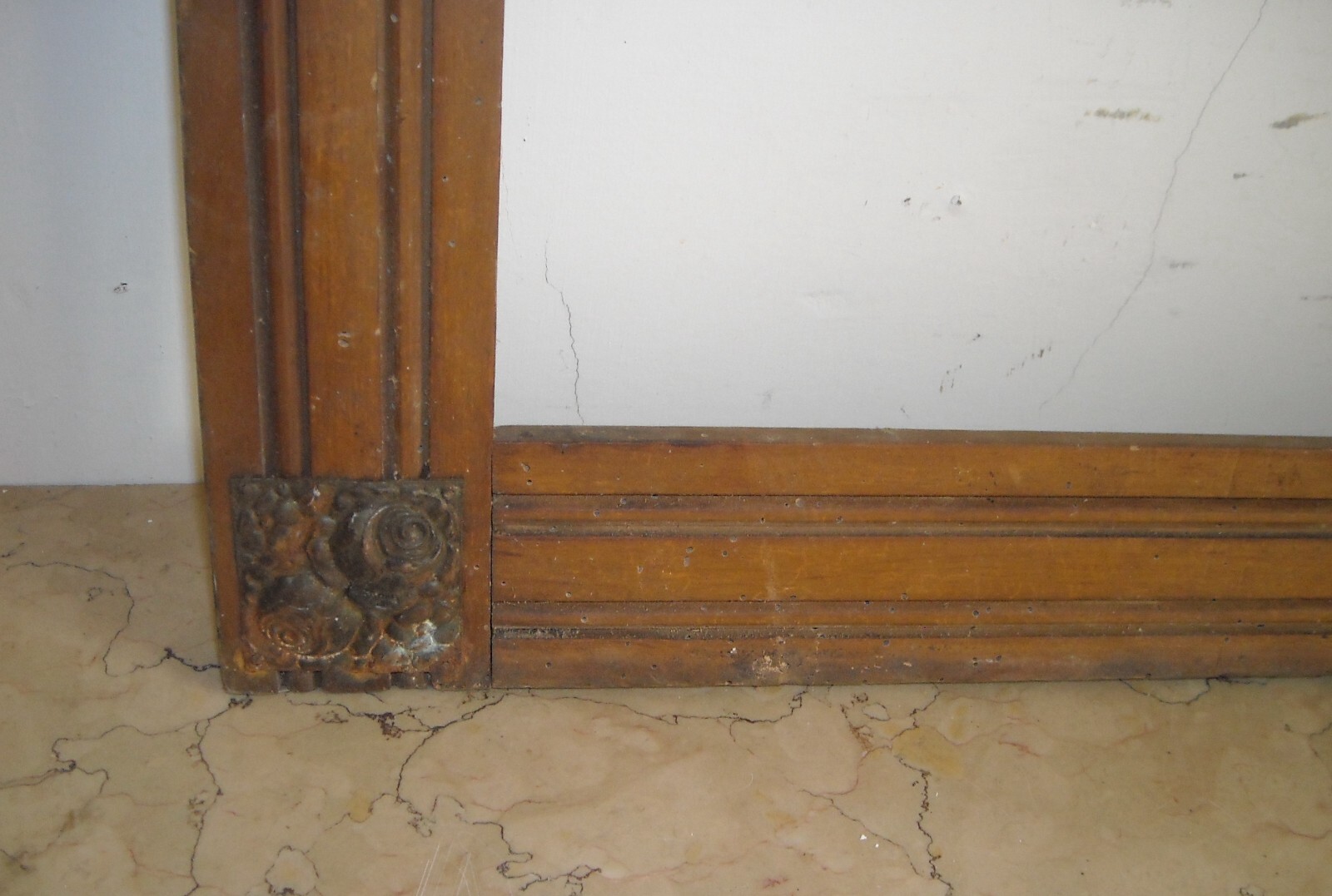 Antica Cornice Decorativa Con Angoli Fiorati, Grandi Dimensioni, Primo '900