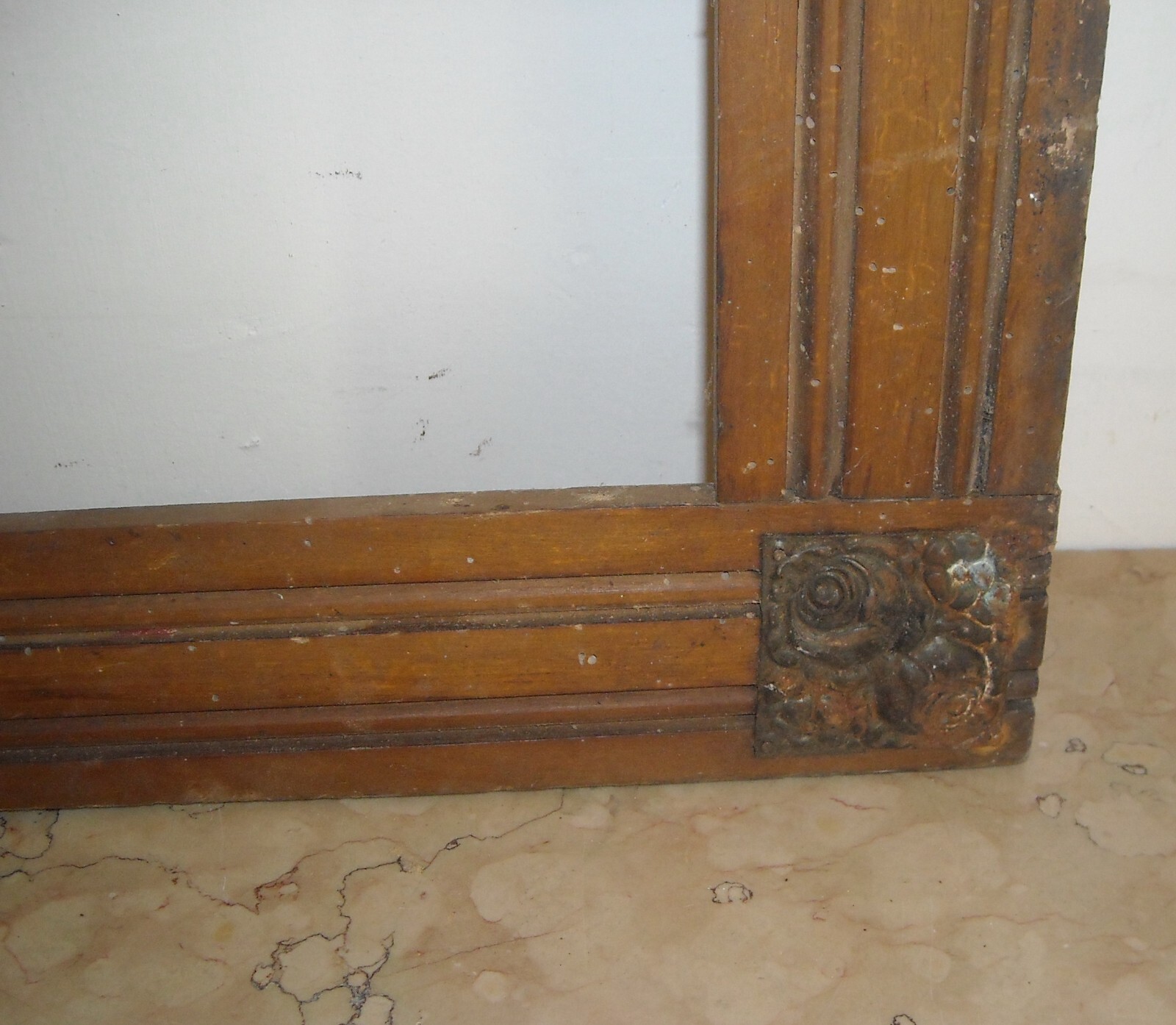 Antica Cornice Decorativa Con Angoli Fiorati, Grandi Dimensioni, Primo '900