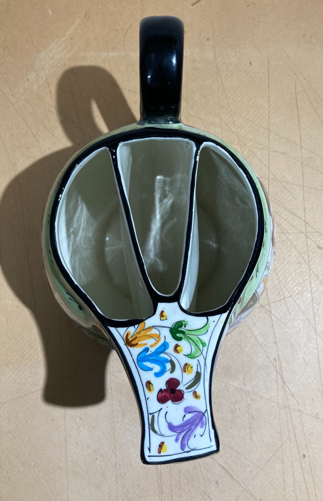 Soprammobile Decorativo In Ceramica Con Decori Floreali E Veduta Di San Marino