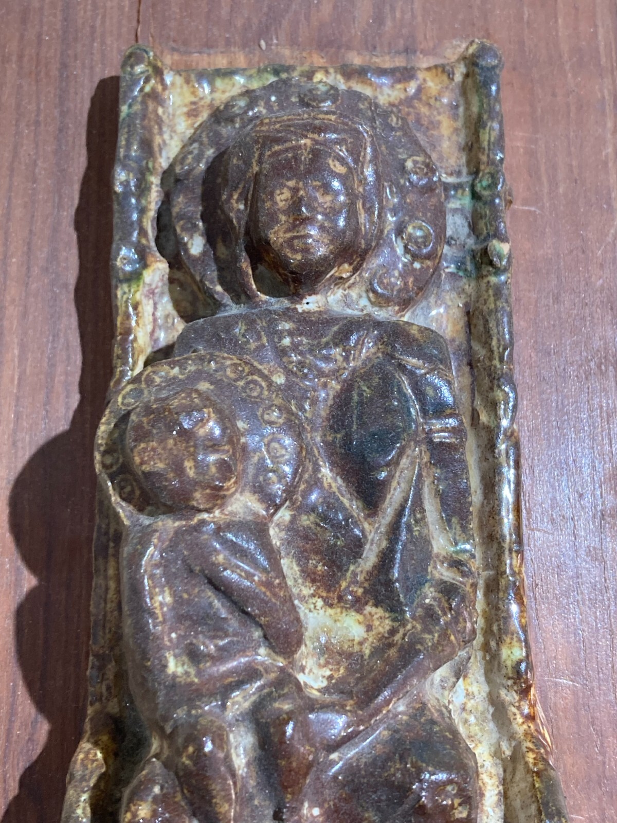 Madonna Con Bambino In Trono, Scultura In Ceramica Policroma, Metà '900