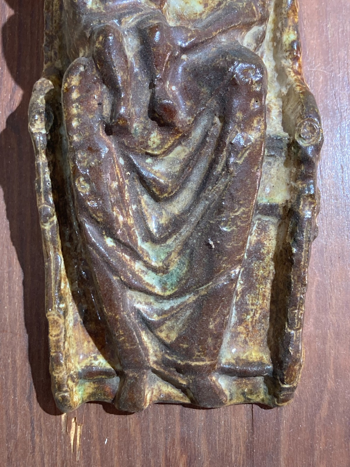 Madonna Con Bambino In Trono, Scultura In Ceramica Policroma, Metà '900