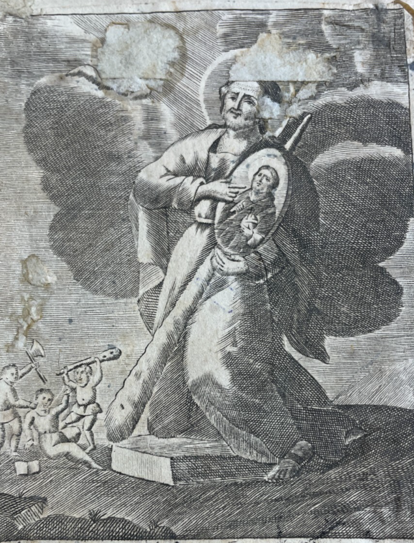 Antica Stampa Popolare Devozionale: Giuda Taddeo Apostolo, Incisione Napoletana
