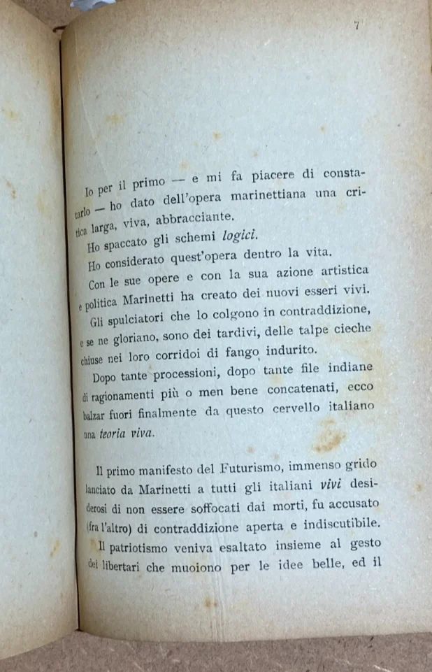 Settimelli - Marinetti: The Man and the Artist. Futurist Poetry Editions, 1921